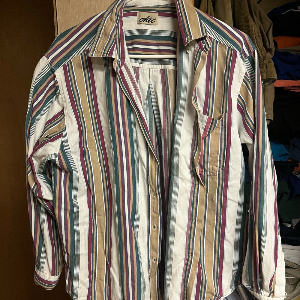 Chic Multicolor Striped Button Down Shirt